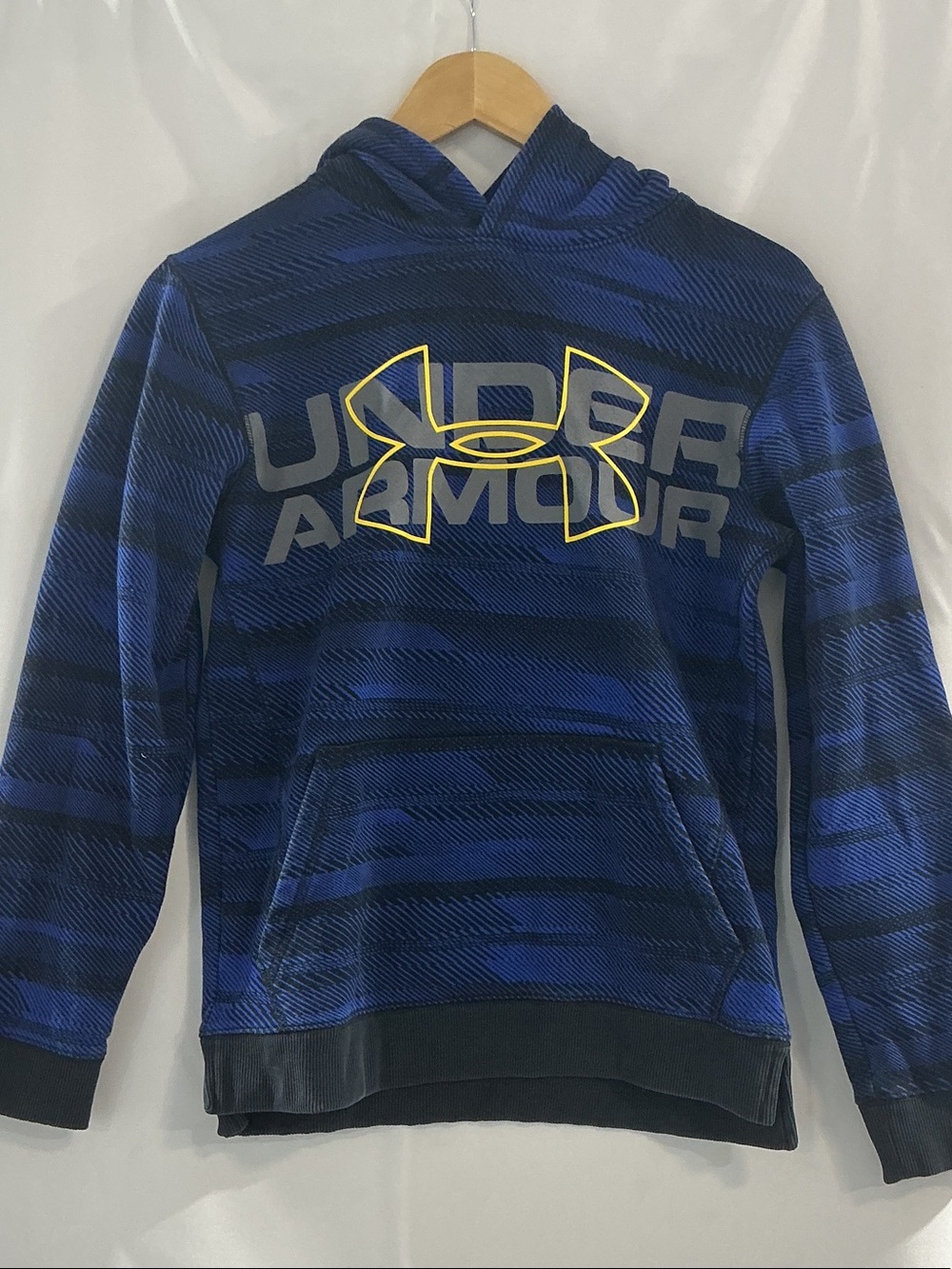 Under Armour Blue & Black Logo Hoodie with Yellow Accent